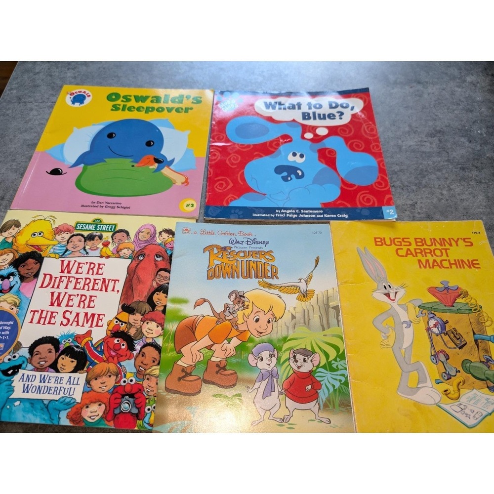 Vintage 1980/90s Children's PB Books Lot 5 Oswald Blue's Clues Sesame Street Etc